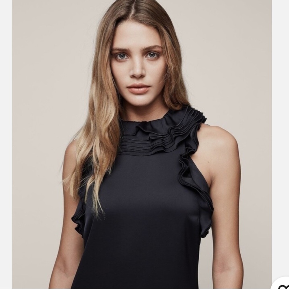 Reiss Jolene Ruffle Dress – Midnight, Size 8 - Picture 3 of 10